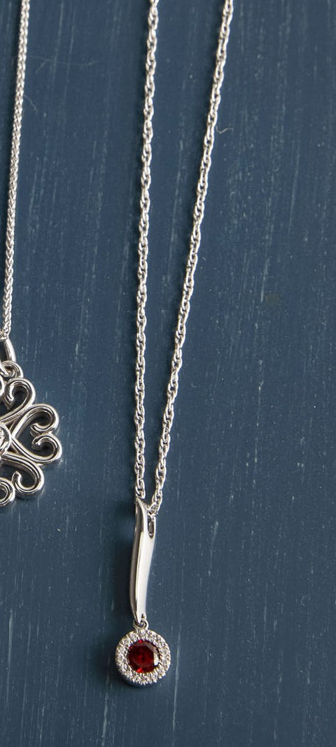 14 Karat White Gold Ruby and Diamond Necklace