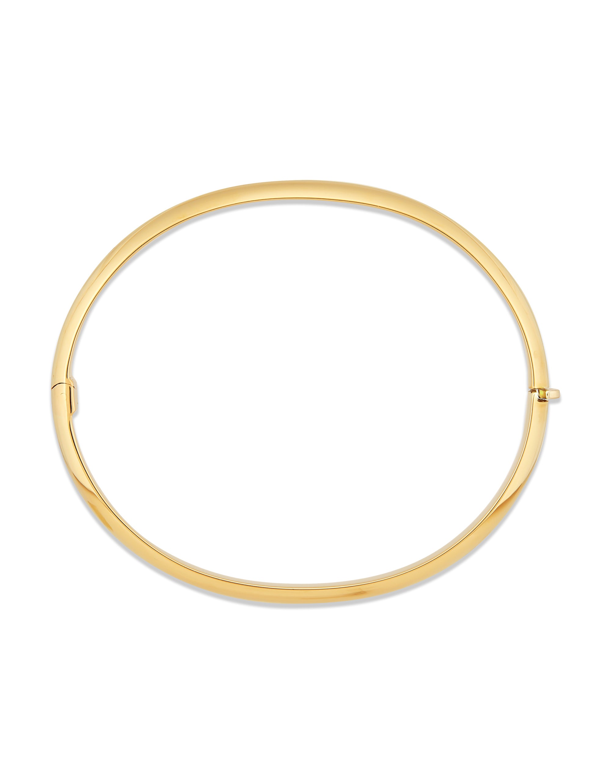 Polished Oval Hinged Bangle in 14K Yellow Gold
