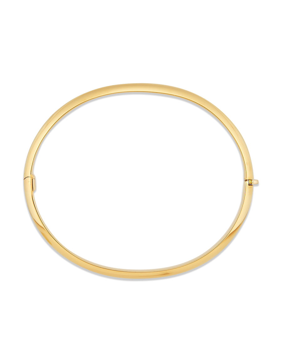 Polished Oval Hinged Bangle in 14K Yellow Gold