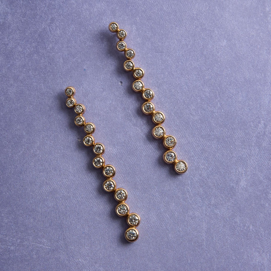 18 Karat Yellow Gold and Diamond Drop Gumuchian Earrings