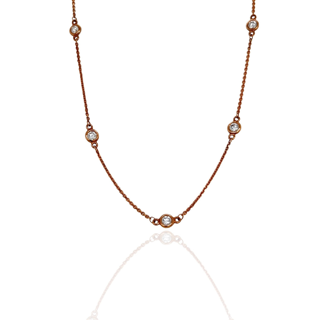 14 Karat Rose Gold Diamonds and Chains Necklace