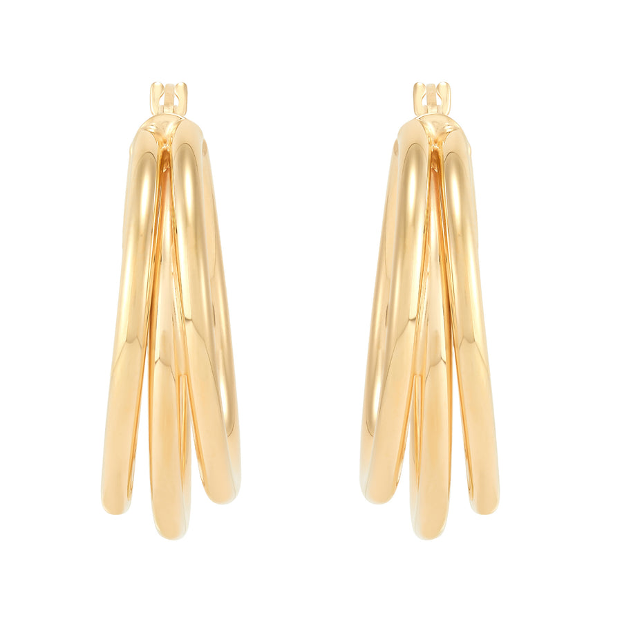 Triple Row Tube Hoop Earrings in 14K Yellow Gold