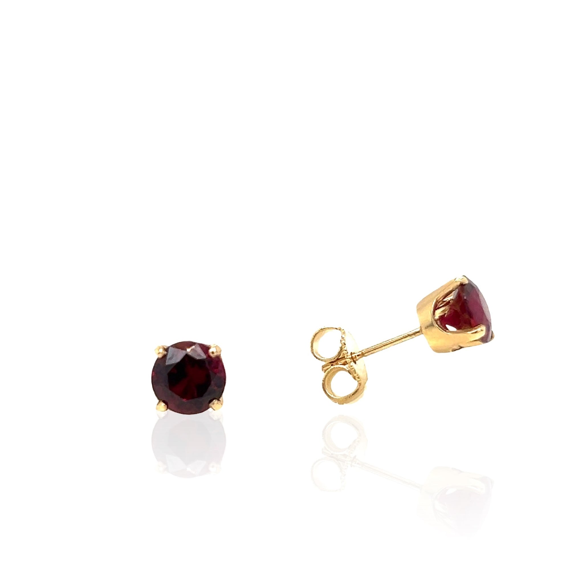 14 Karat Yellow Gold Pyrope Garnet Earrings
