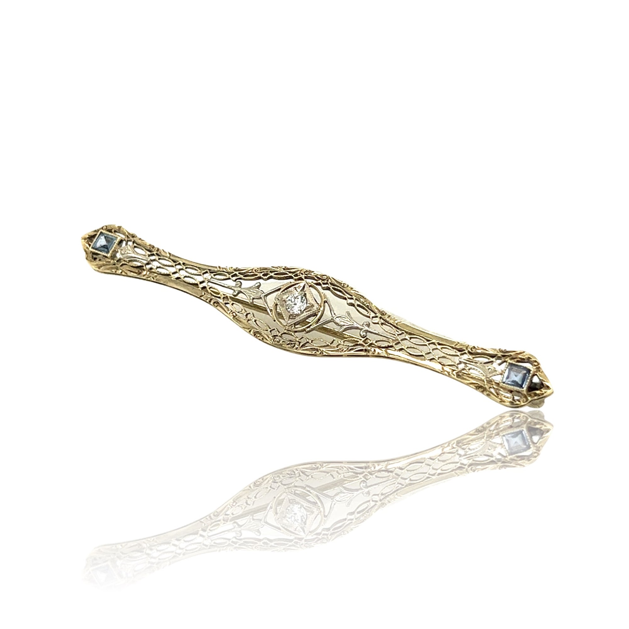 14 Karat Yellow/White Gold Diamond Pin