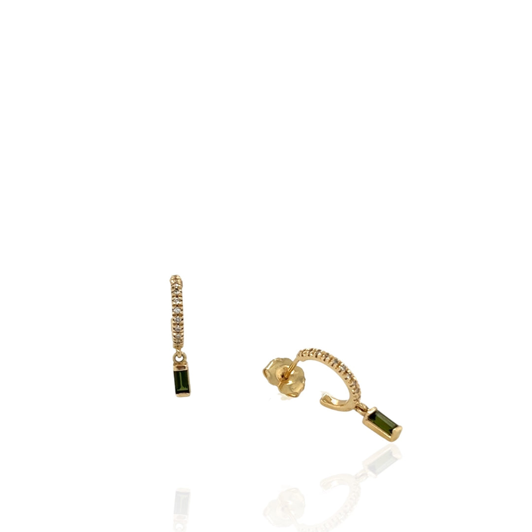 14 Karat Yellow Gold Green Tourmaline Earrings