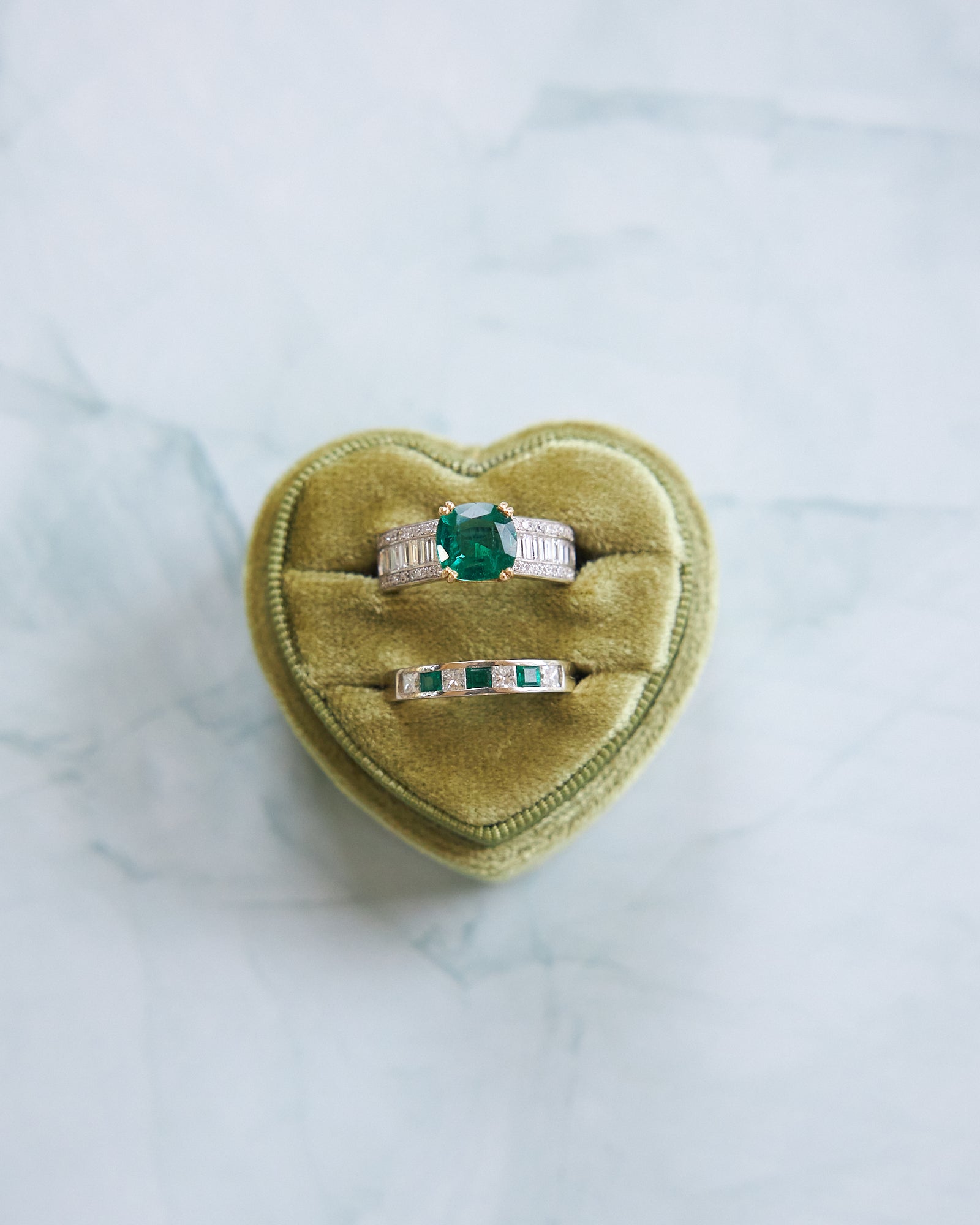 Cushion-Cut Zambian Emerald & Diamond Ring in 18K White & Yellow Gold, 2.64ctw