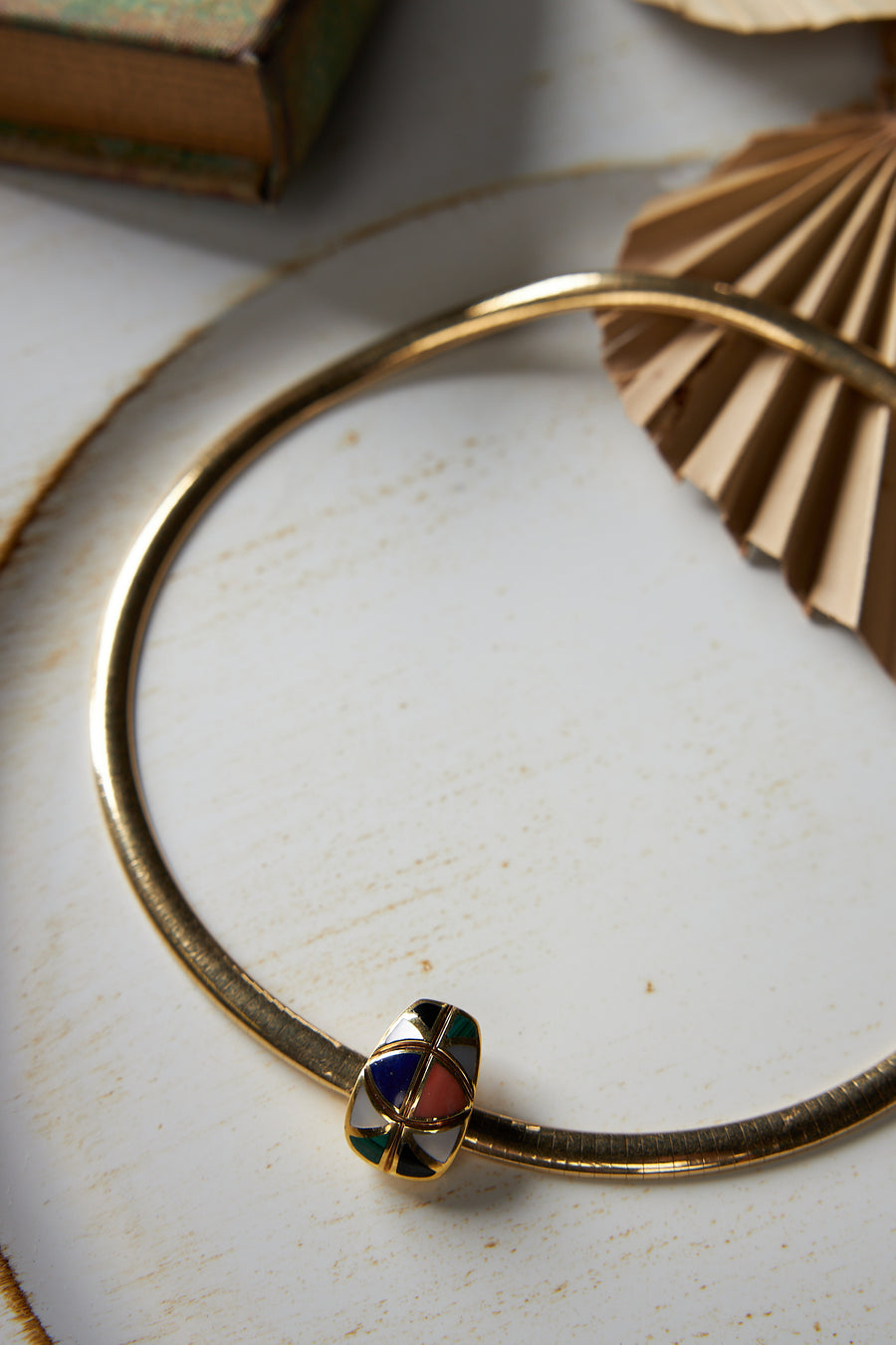 14 Karat Yellow Gold Inlaid Pendant