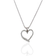 14 Karat White Gold Diamond Heart Necklace