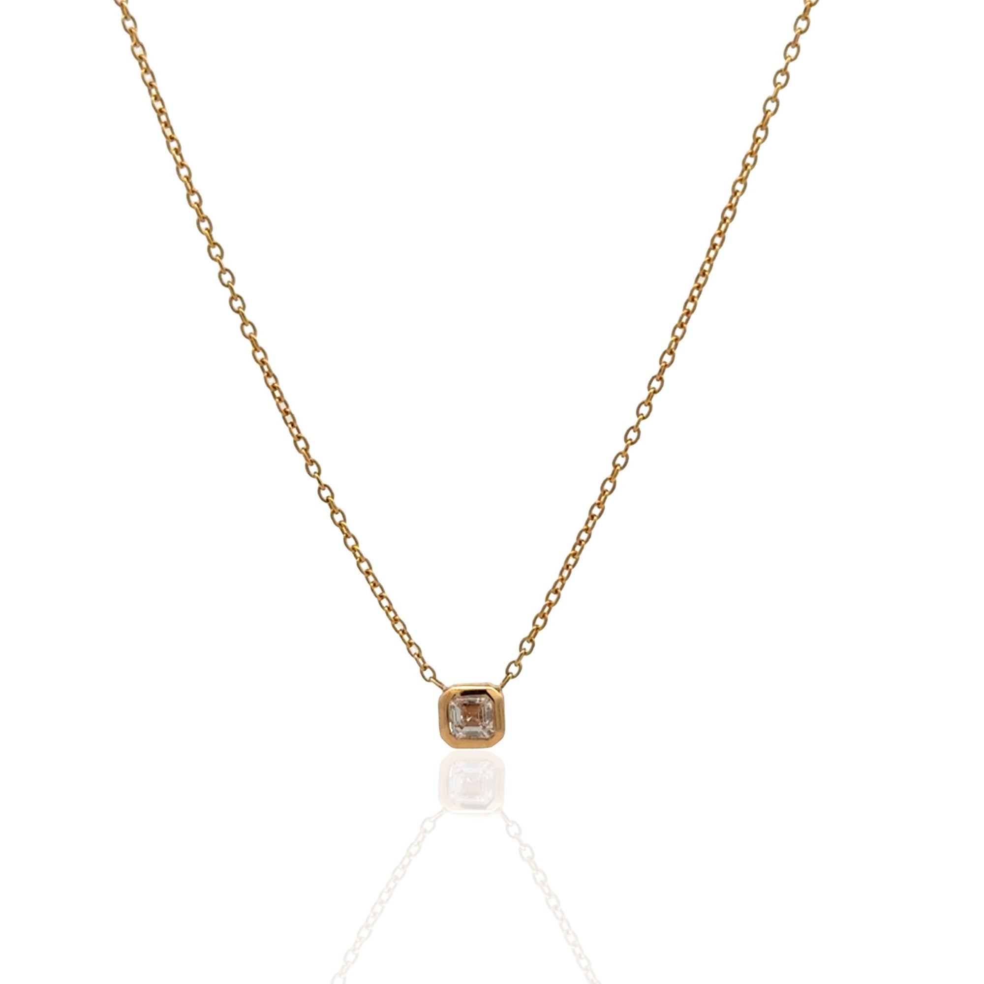 14 Karat Yellow Gold Bezel Set Diamond Necklace