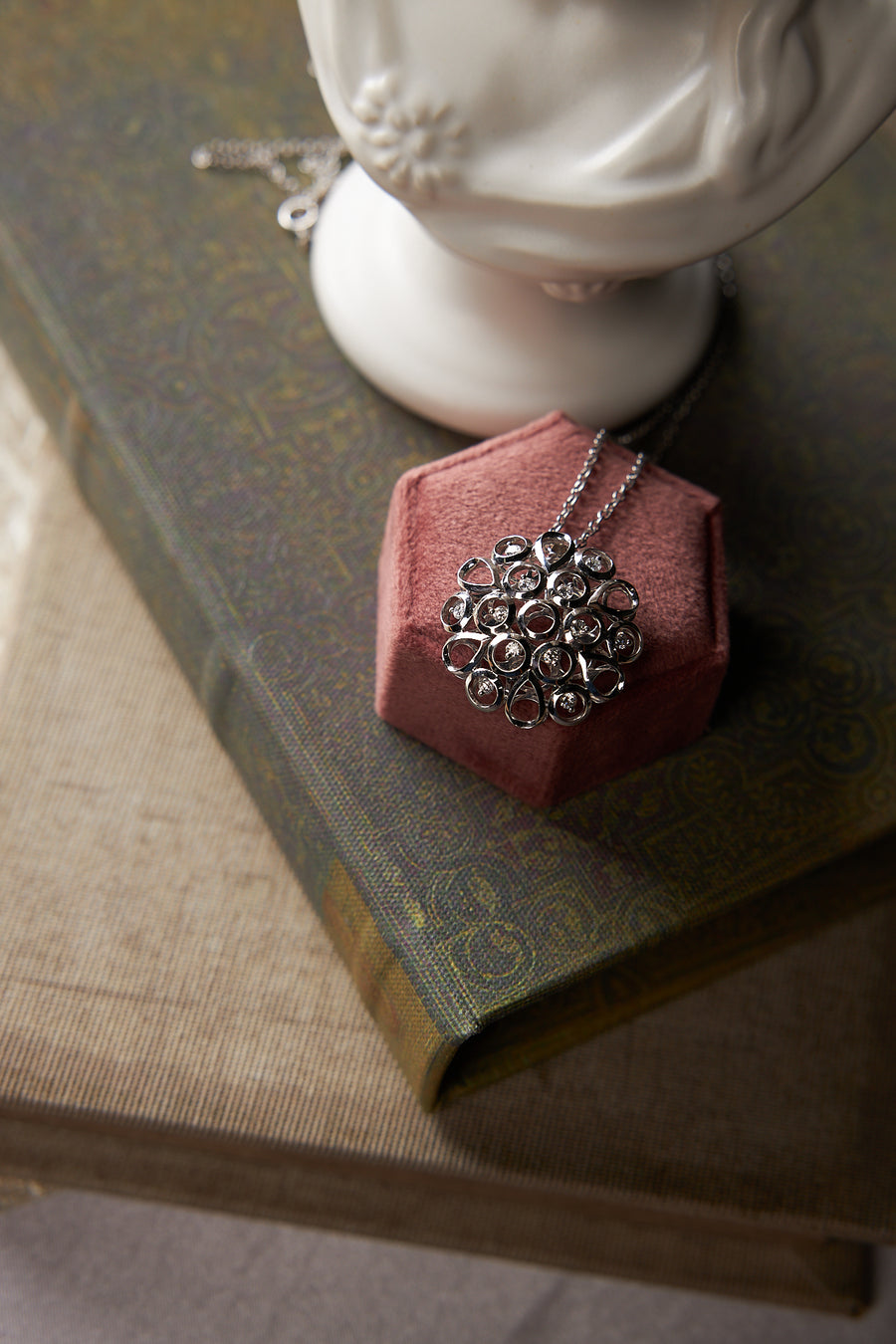 14 Karat White Gold Diamond Necklace