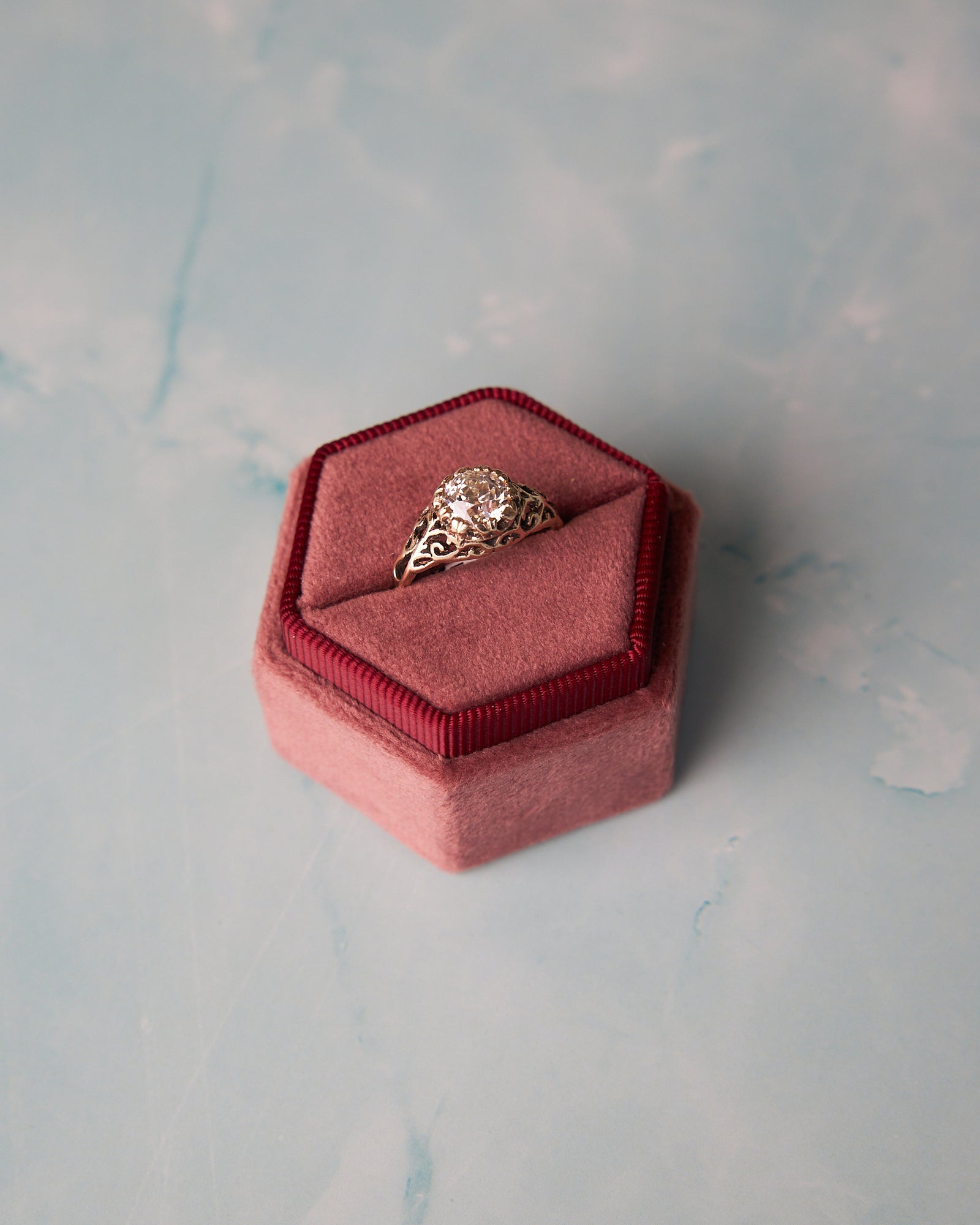 1.21ct Old European Cut Diamond Filigree Engagement Ring in 14K Yellow Gold