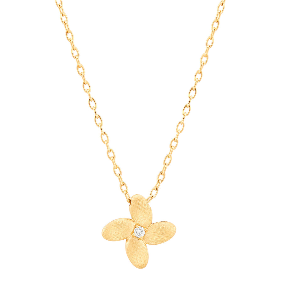 14Kt Yellow Gold Diamond Flower Necklace