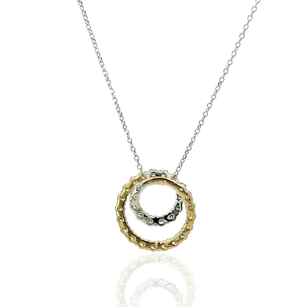 14 Karat White and Yellow Gold Diamond Swirl Necklace