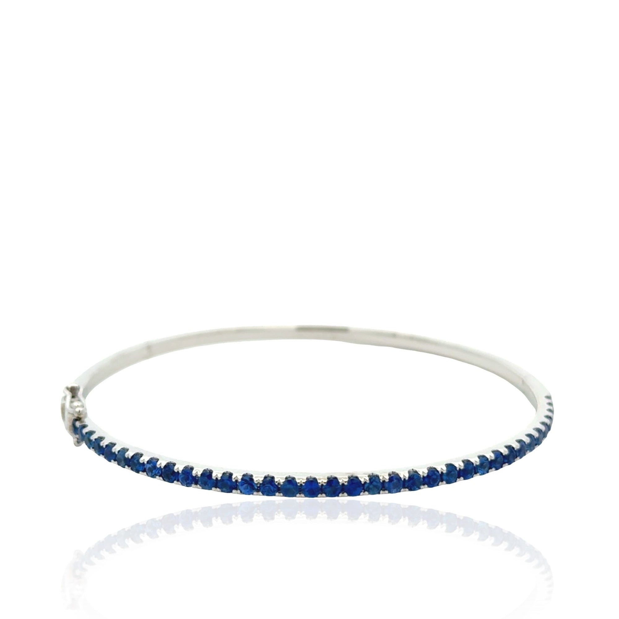 14 Karat White Gold Sapphire Bangle Bracelet