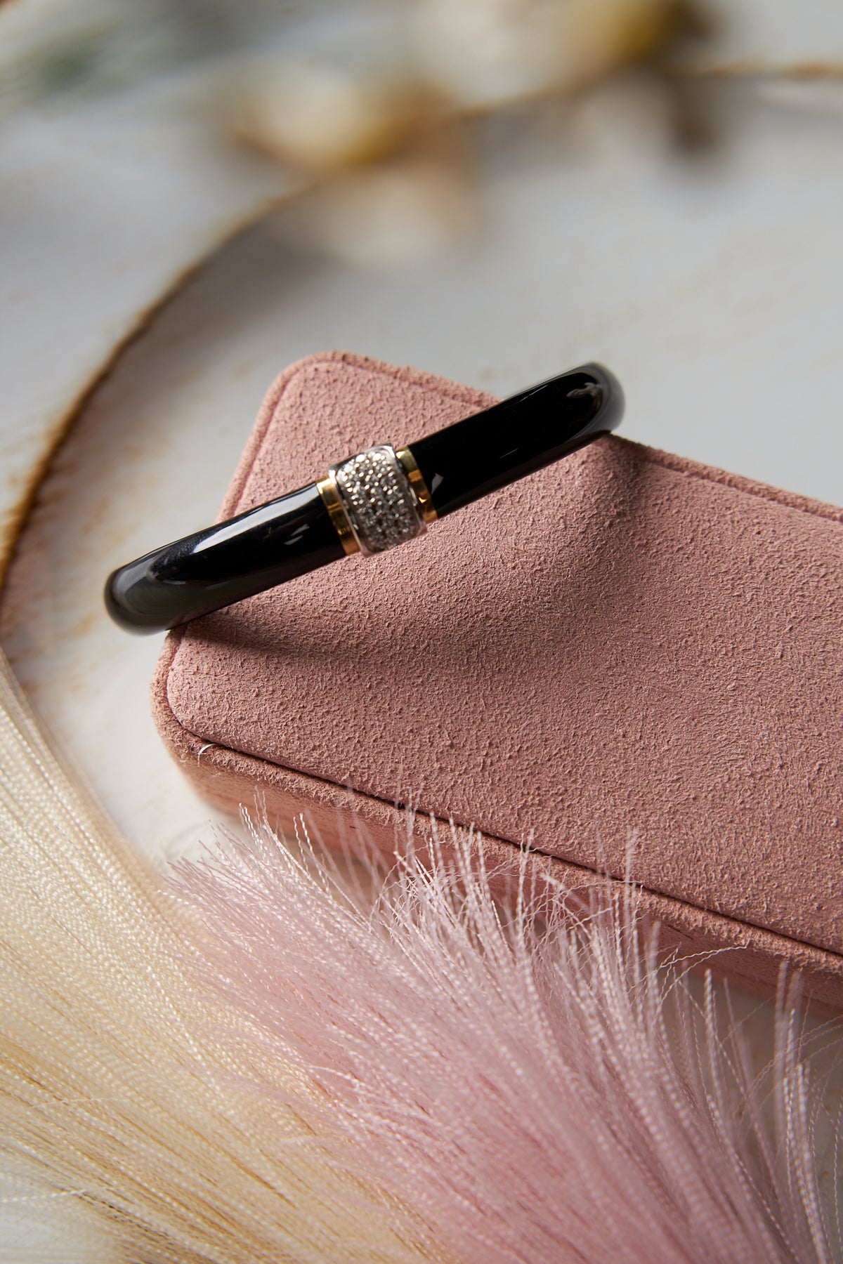 18 Karat Yellow and White Gold Enamel and Diamond Bracelet