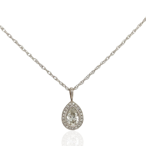 14 Karat White Gold Pear Cut Diamond Necklace