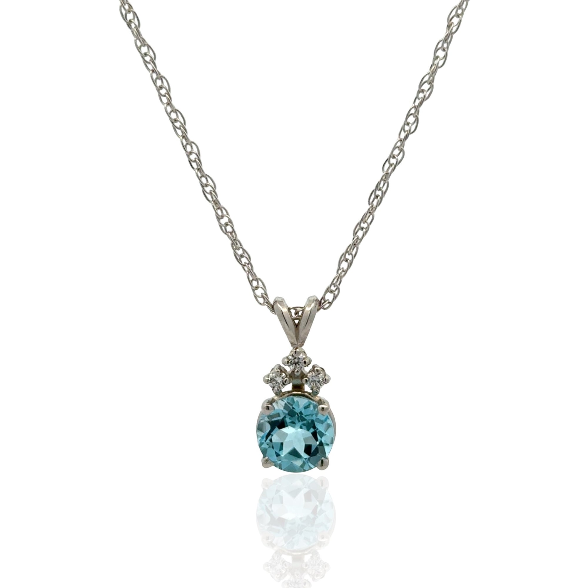 14 Karat White Gold Sky Blue Topaz Necklace