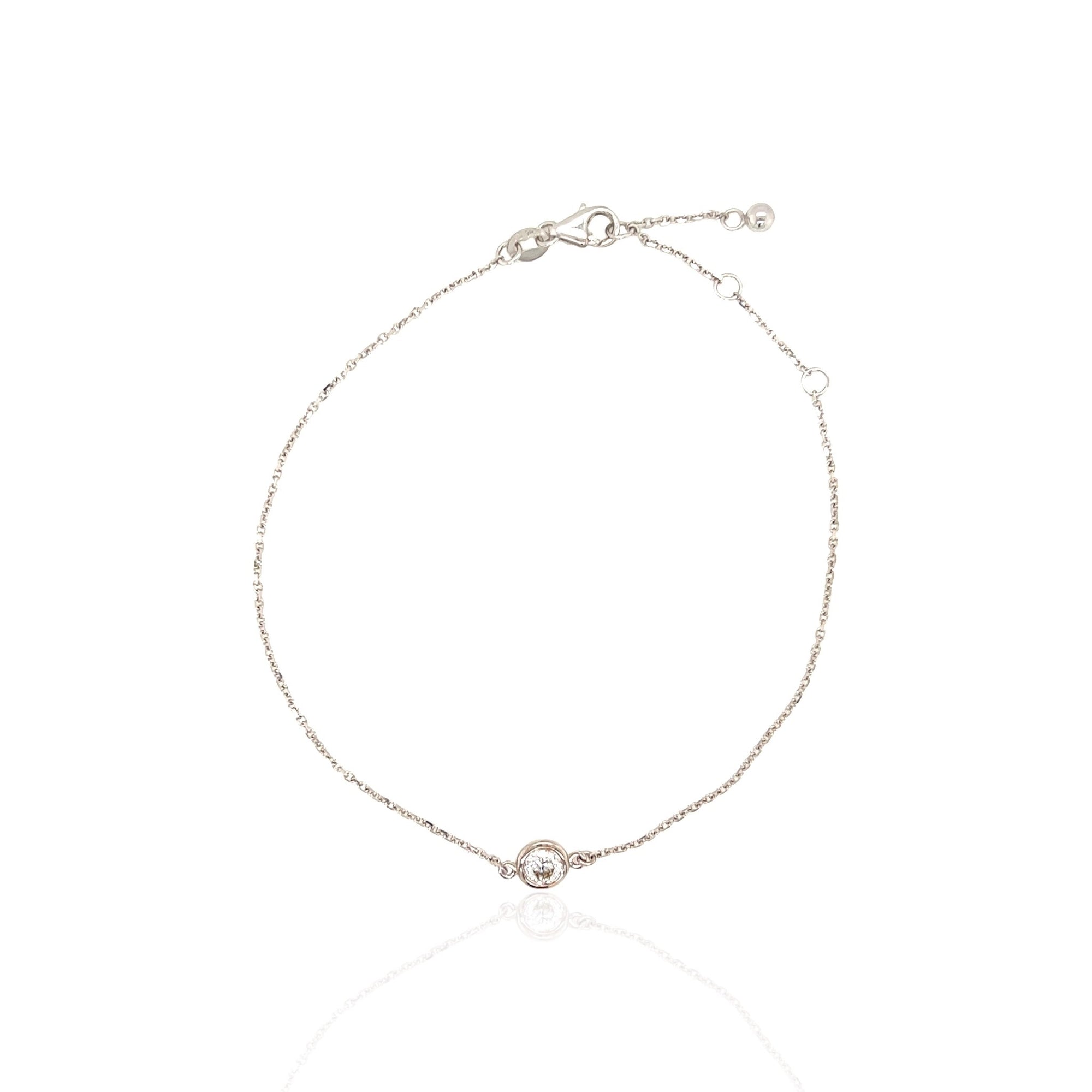 14 Karat White Gold Diamonds and Chains Bracelet