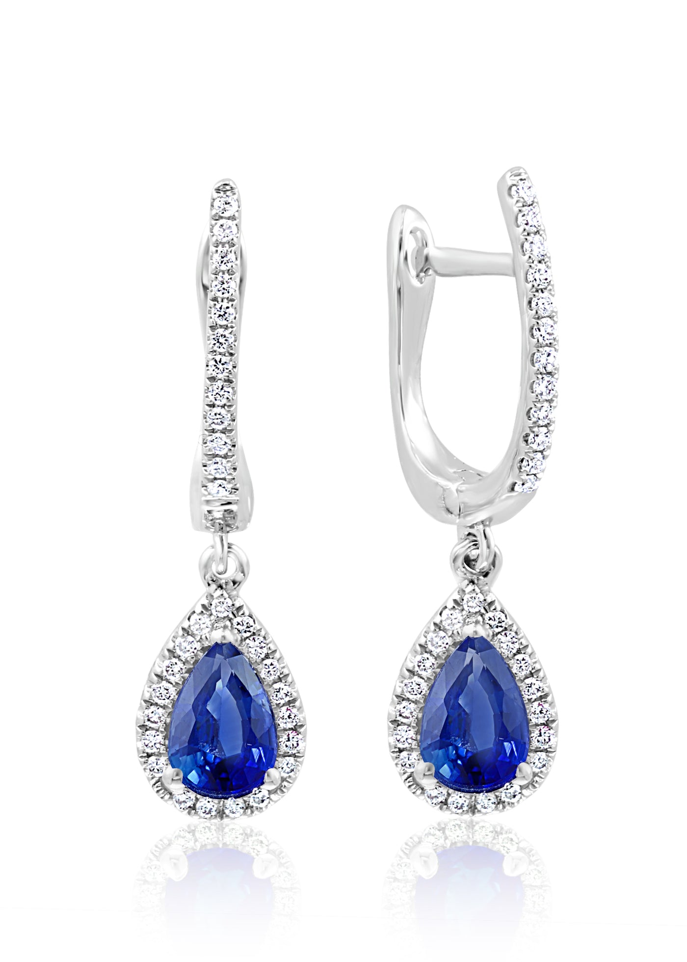 14 Karat White Gold Sapphire and Diamond Earrings