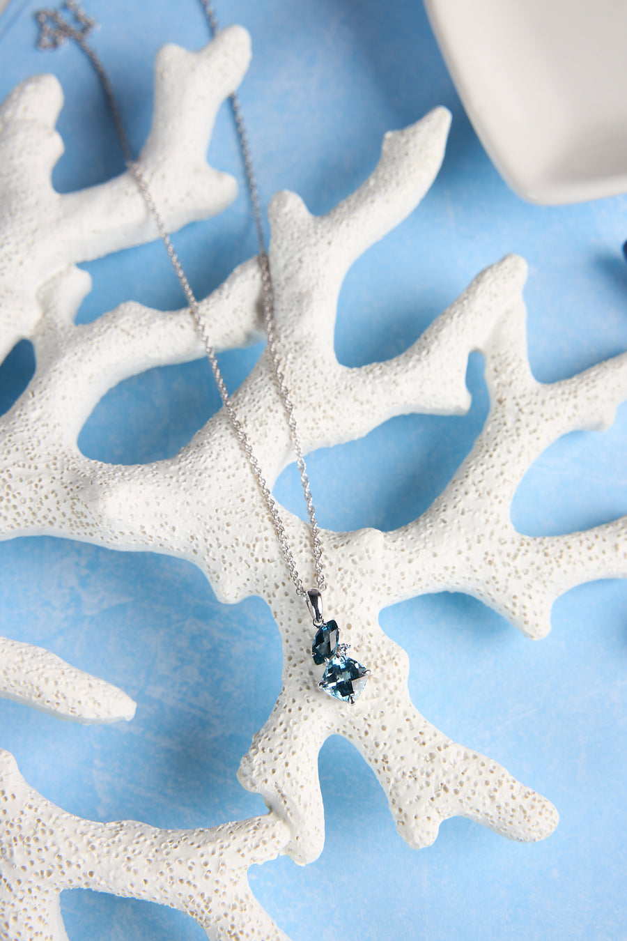 14 Karat White Gold Swiss and London Blue Topaz Necklace