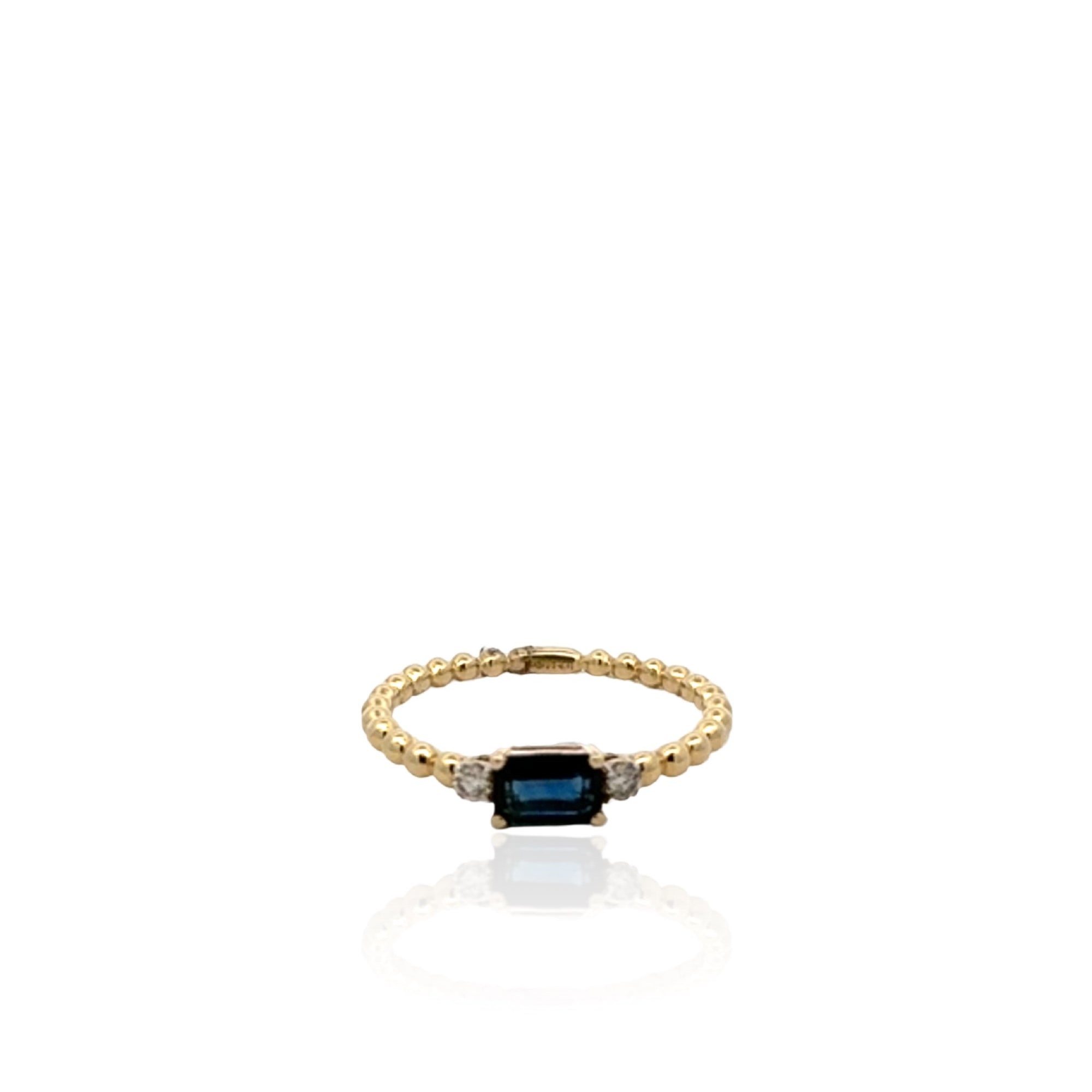 14 Karat Yellow Gold Sapphire and Diamond Ring