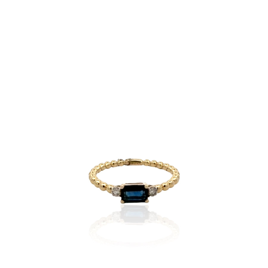 14 Karat Yellow Gold Sapphire and Diamond Ring