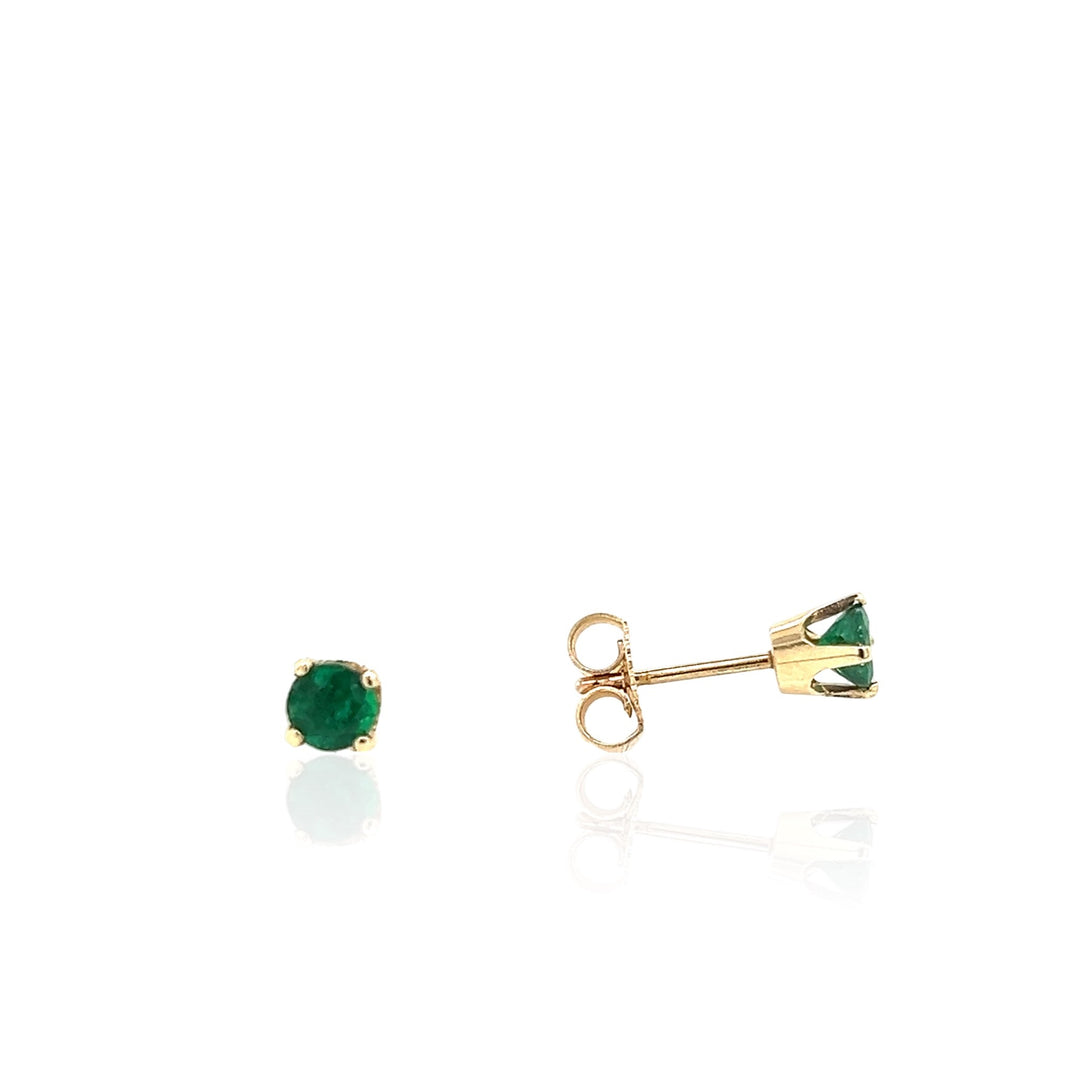 14 Karat Yellow Gold Emerald Earrings