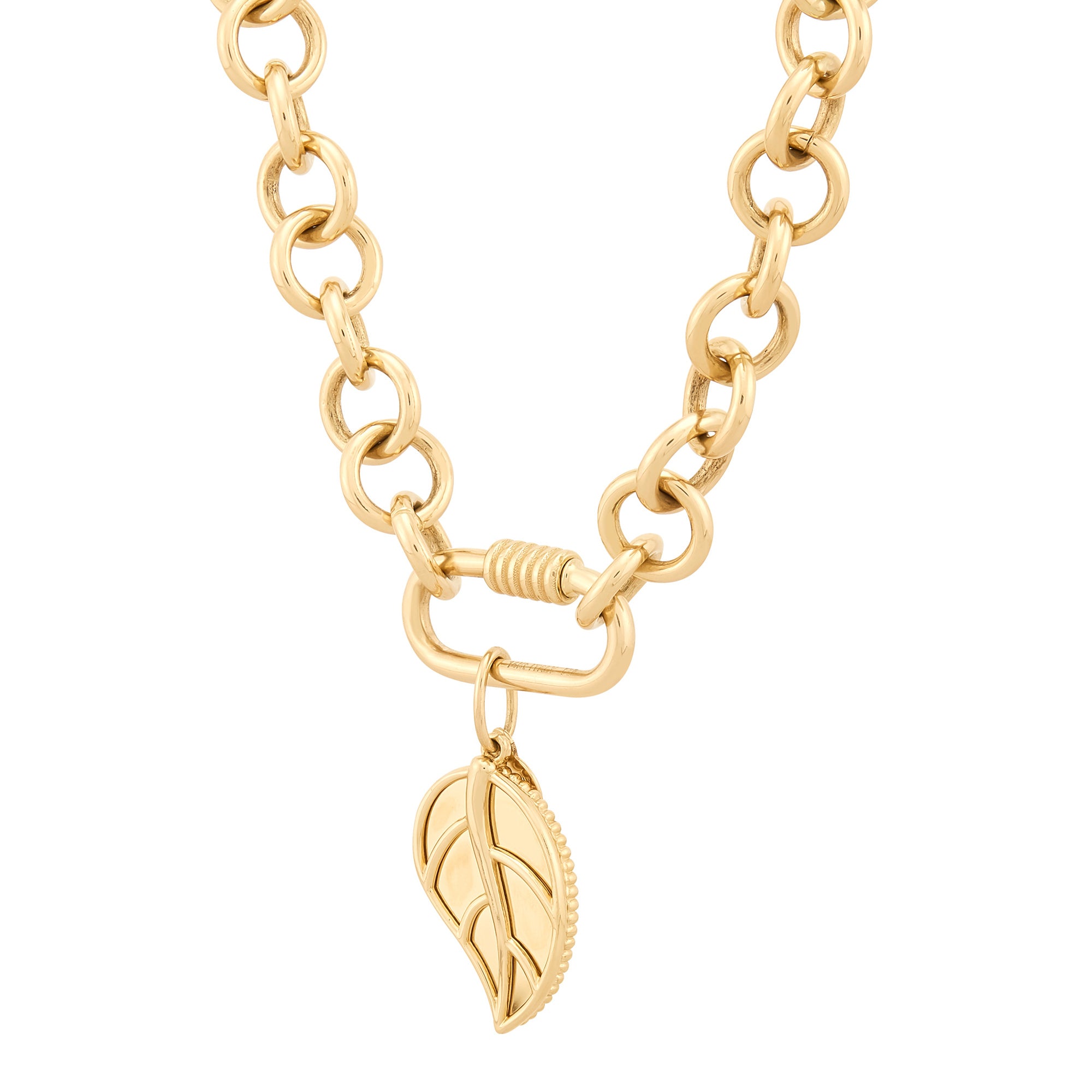 Polished Leaf Charm in 14K Yellow Gold