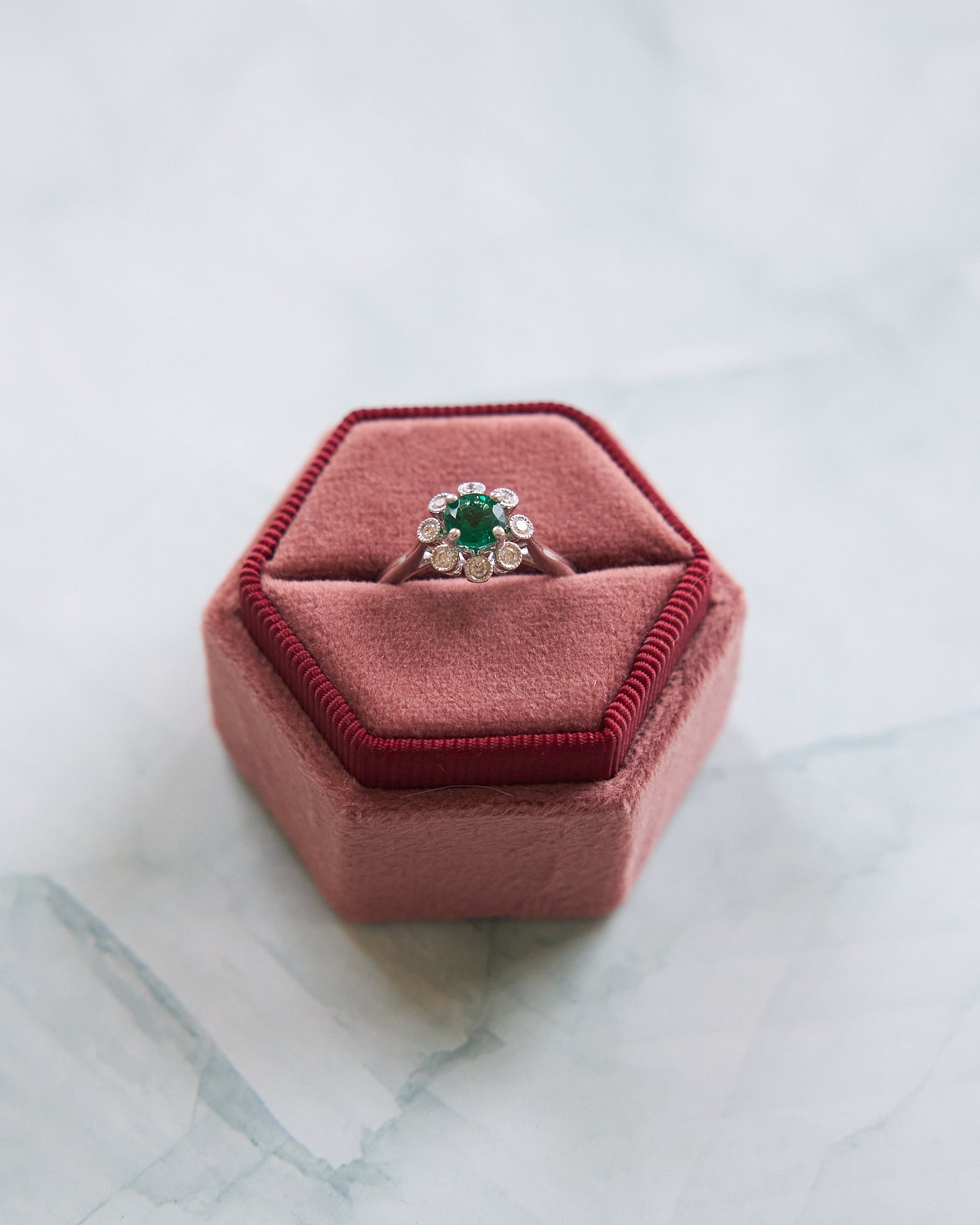 18 Karat White Gold Emerald and Diamond Ring