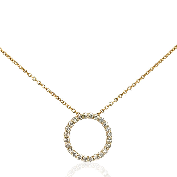 14 Karat Yellow Gold Circle of Diamonds Necklace