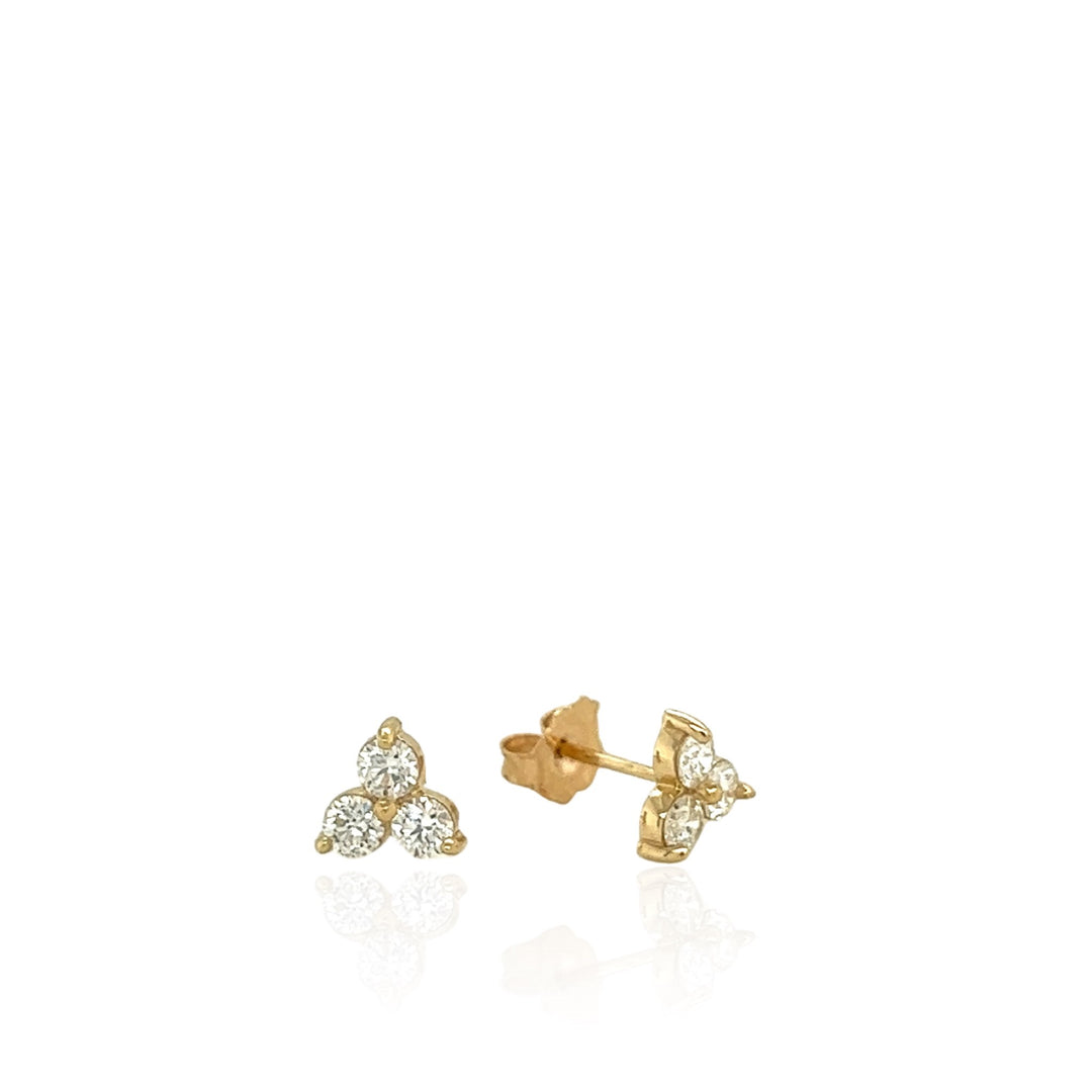 14 Karat Yellow Gold Diamond Cluster Earrings