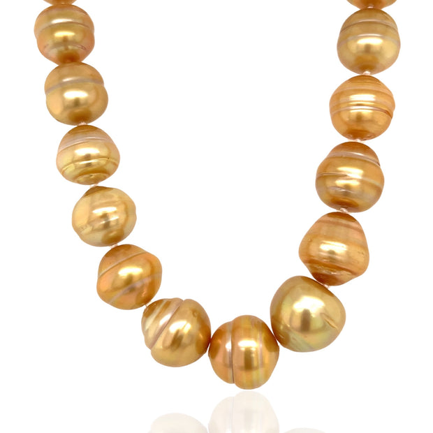 14 Karat Yellow Gold and Golden Pearl Necklace