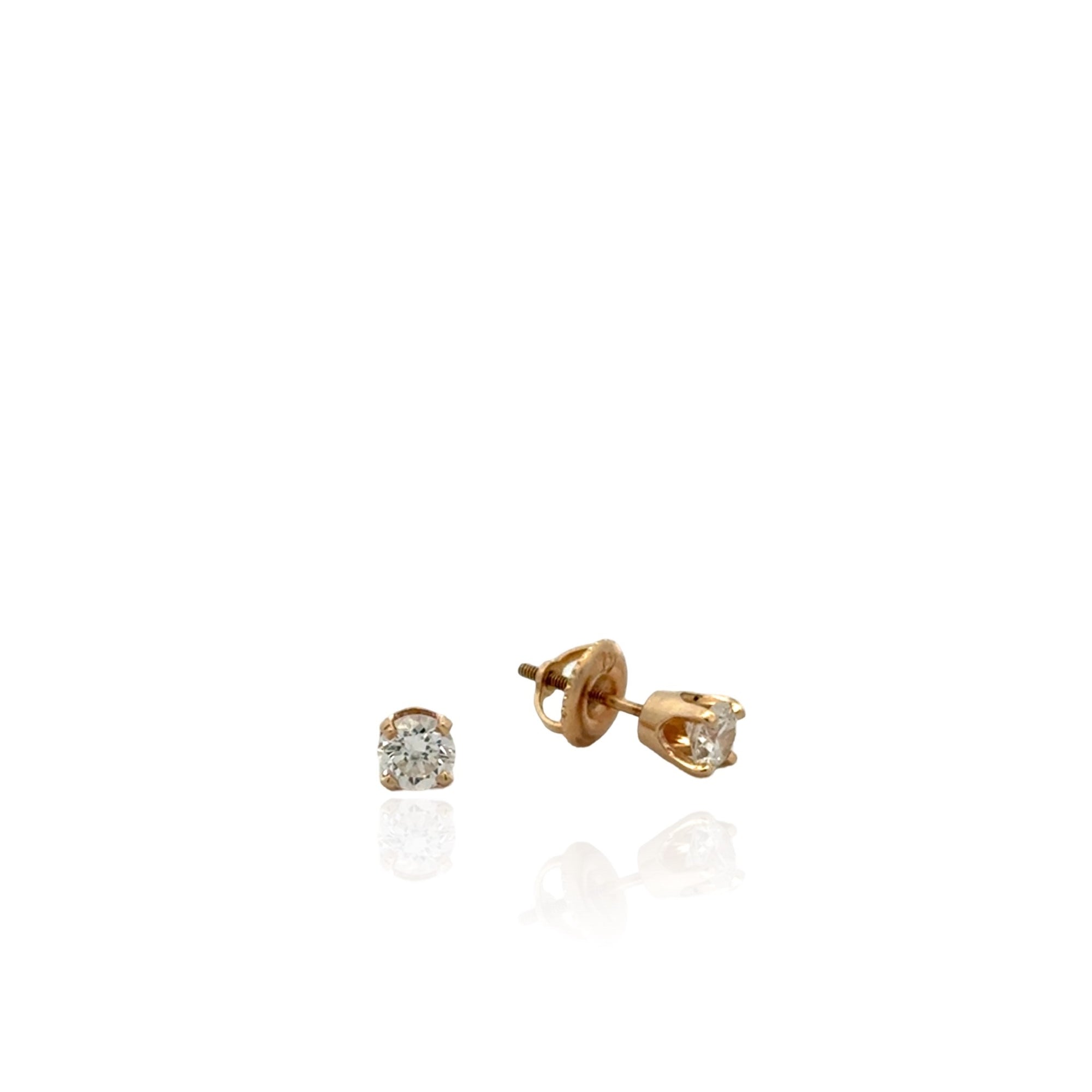 14 Karat Yellow Gold Diamond Stud Earrings