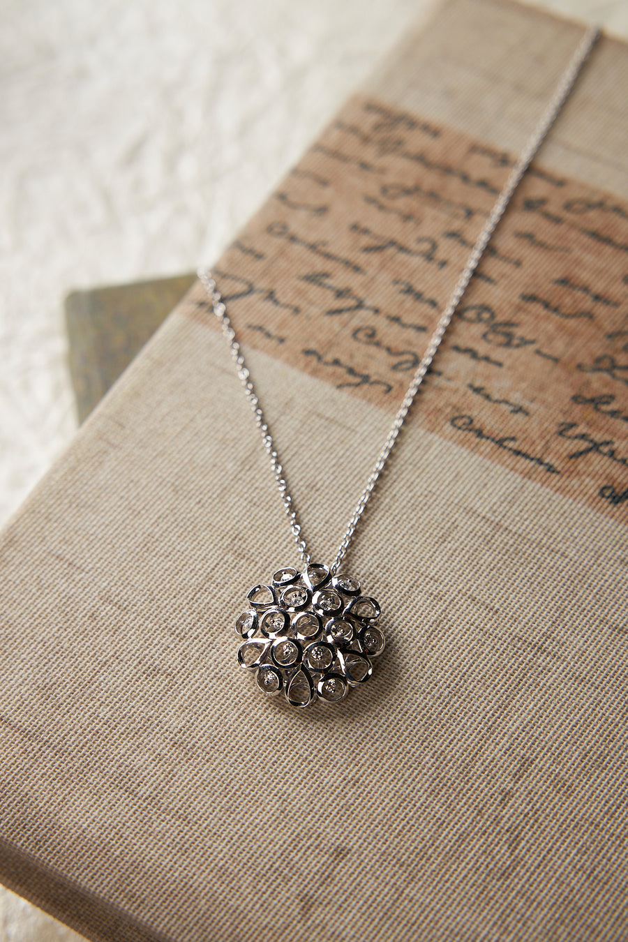 14 Karat White Gold Diamond Necklace