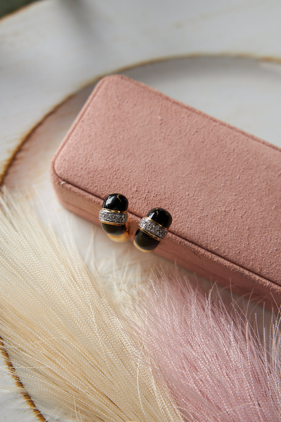 18 Karat Enamel and Diamond Earrings