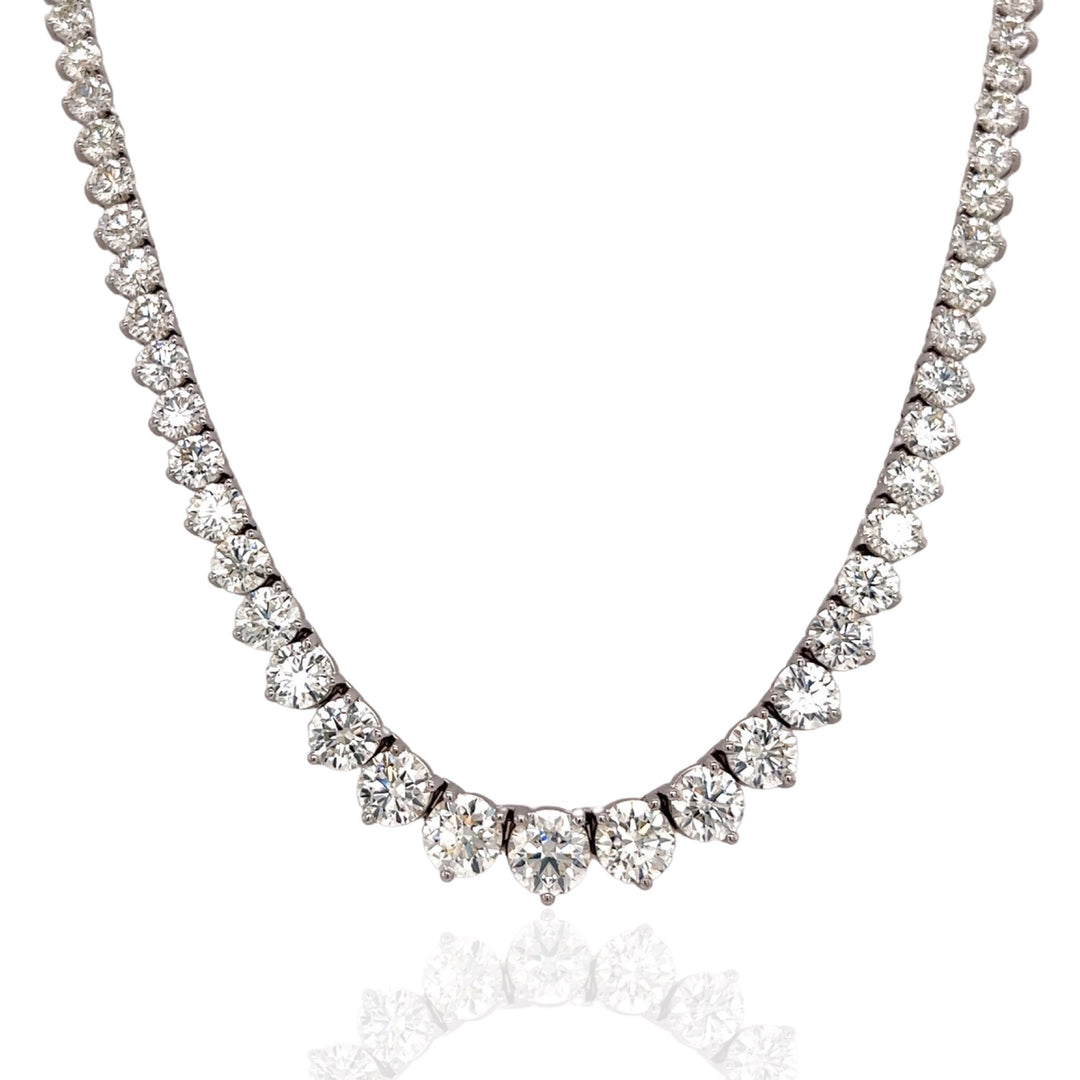 14 Karat White Gold Graduated Diamond Necklace