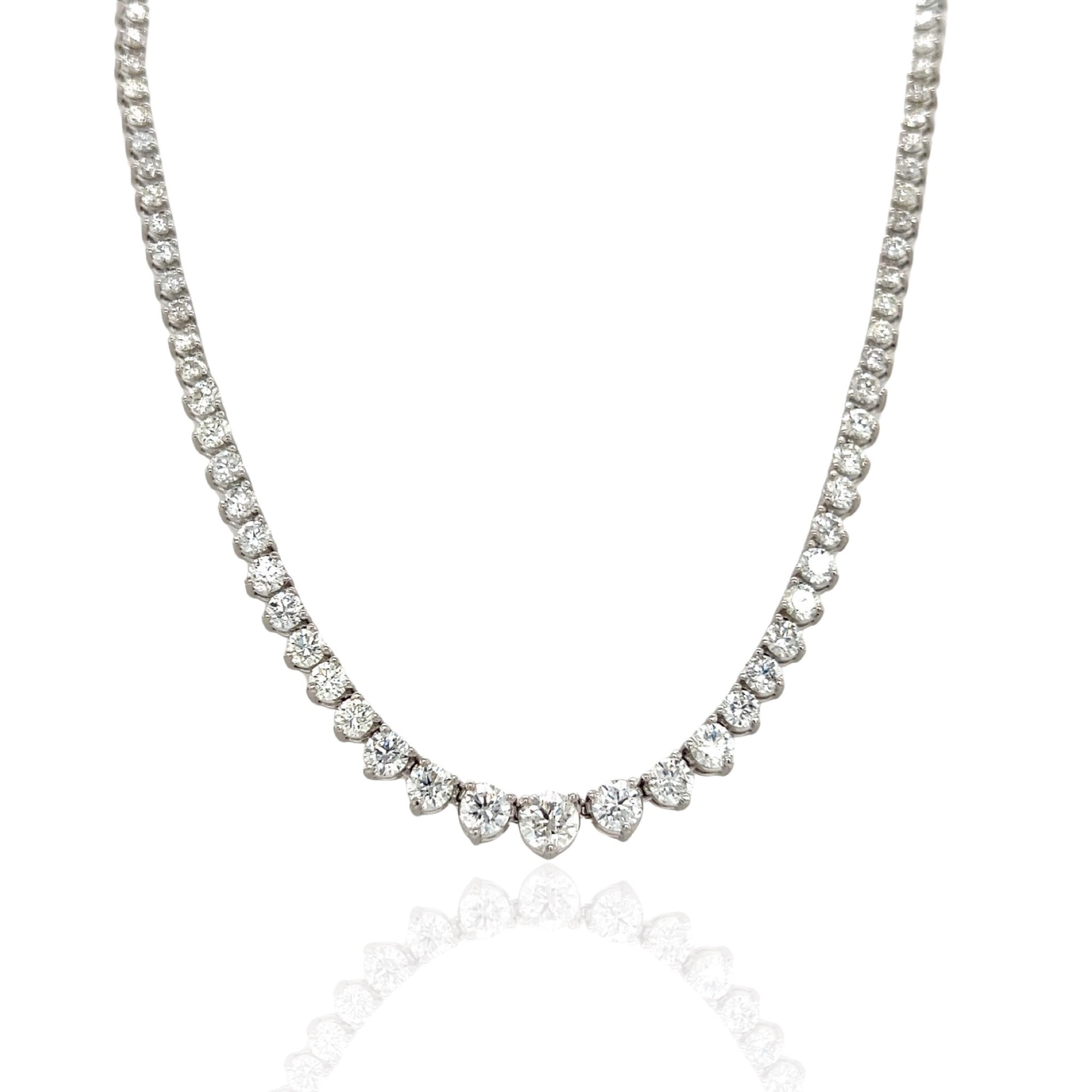 14 Karat White Gold Graduated Diamond Necklace