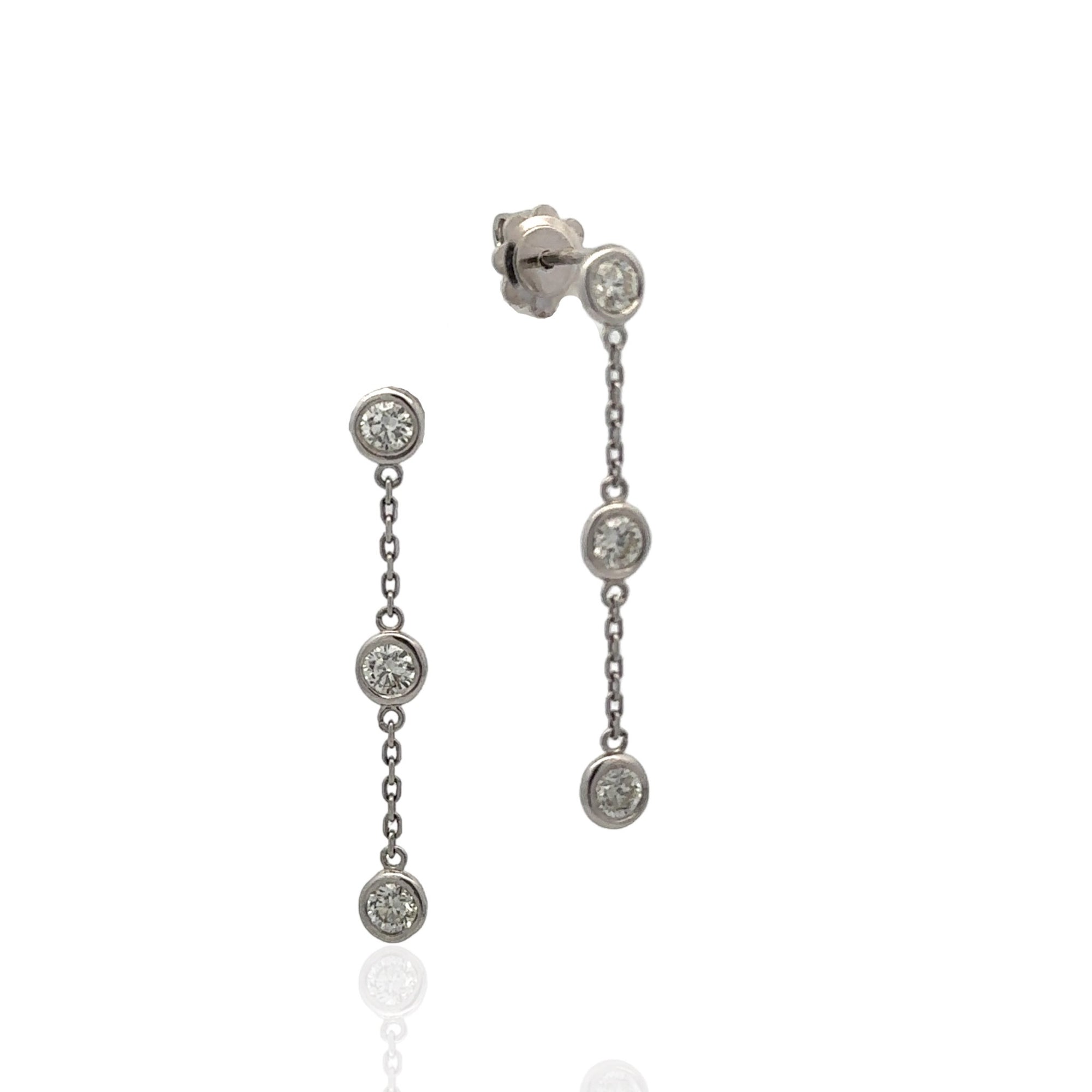 14 Karat White Gold Diamond Drop Earrings