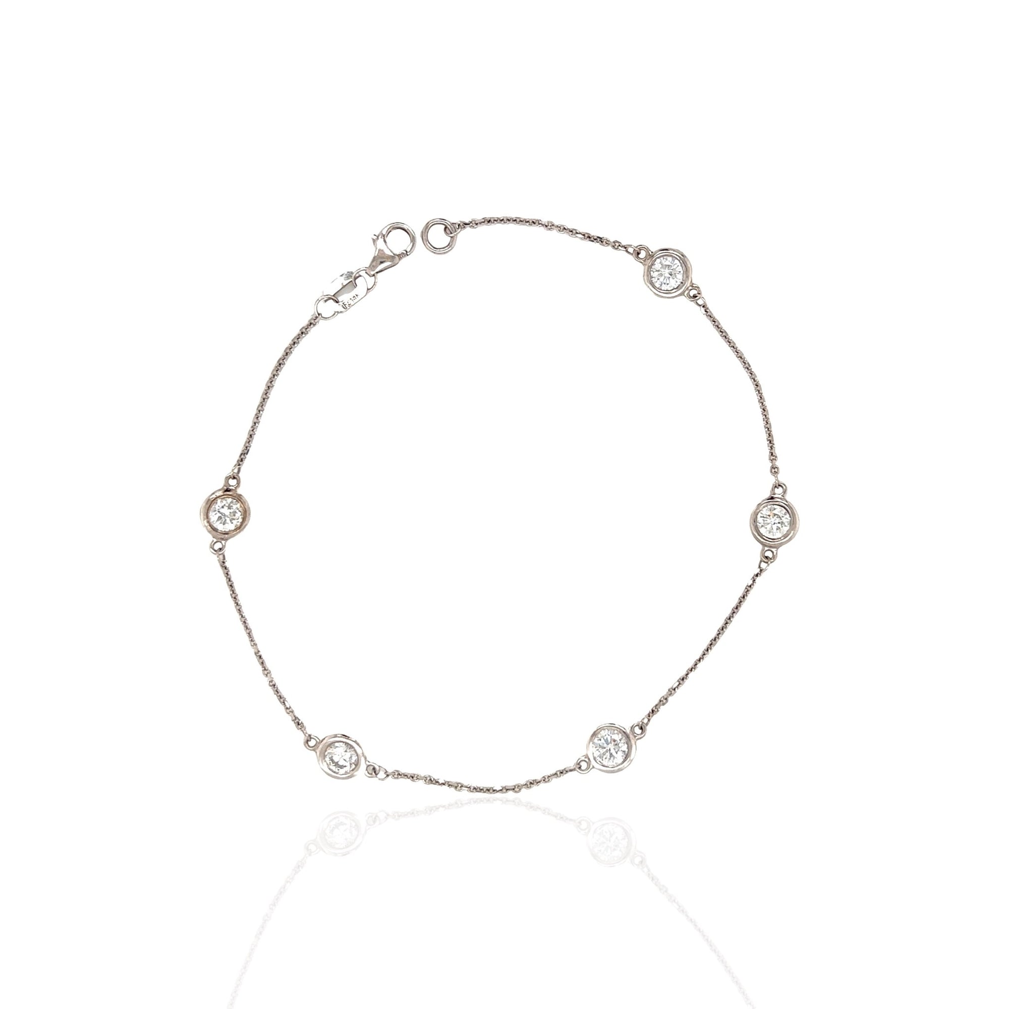 14 Karat White Gold Diamonds and Chains Bracelet