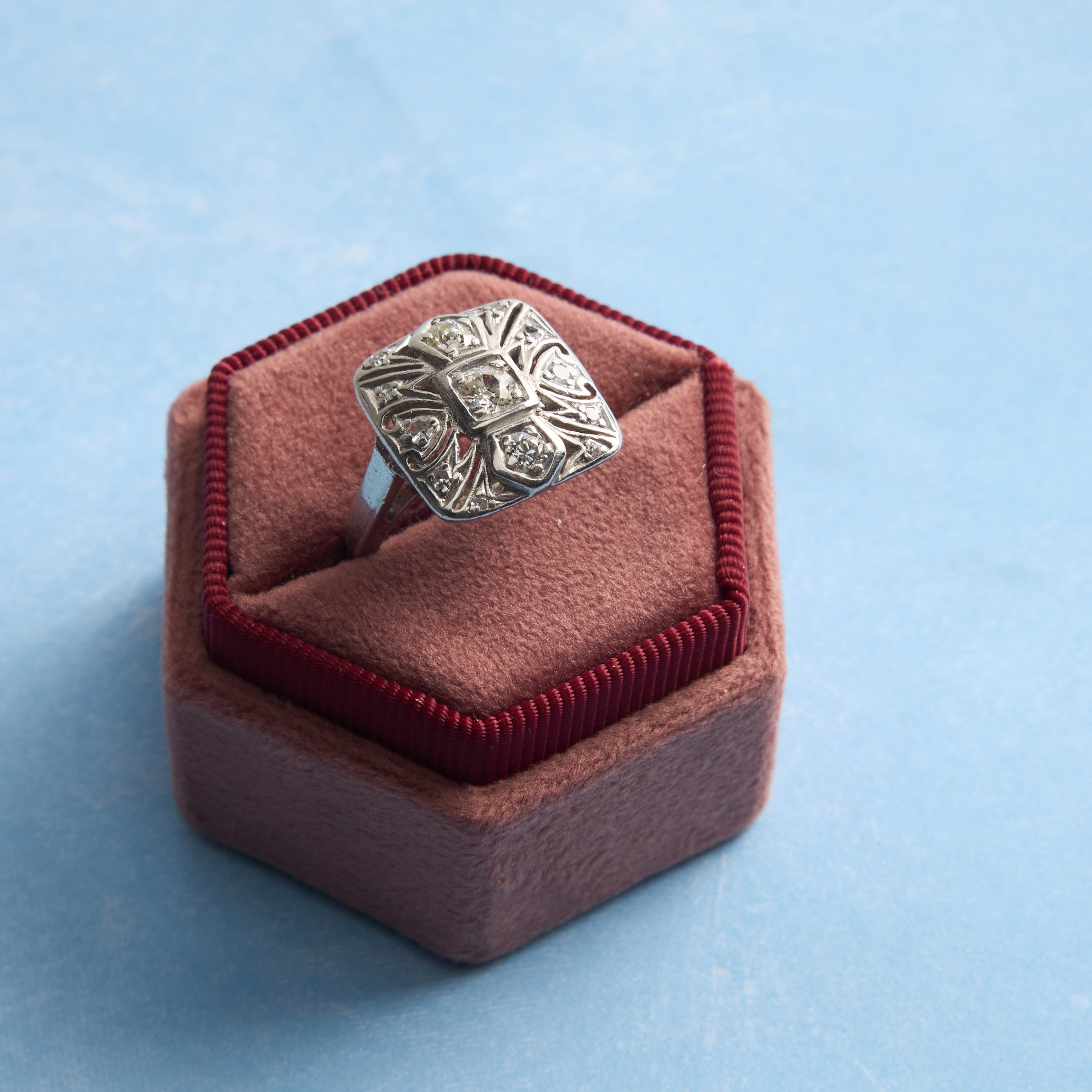 Antique Art Nouveau Platinum Diamond Ring