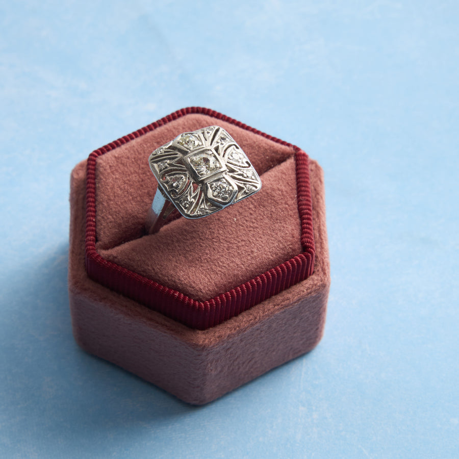 Antique Art Nouveau Platinum Diamond Ring