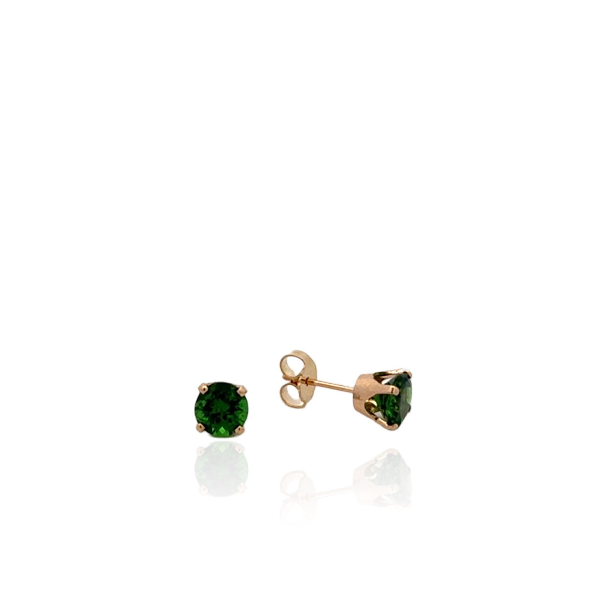 14 Karat Yellow Gold Tsavorite Garnet Earrings