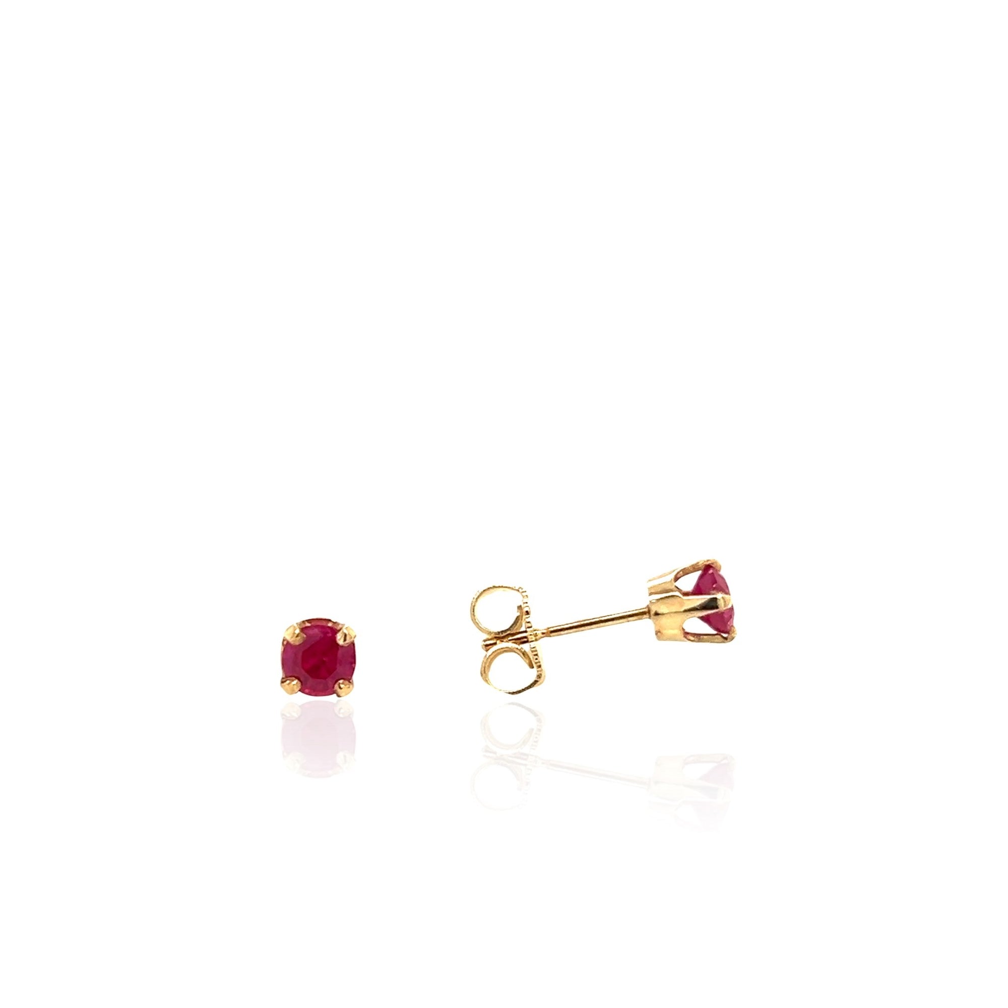 14 Karat Yellow Gold Burmese Ruby Earrings