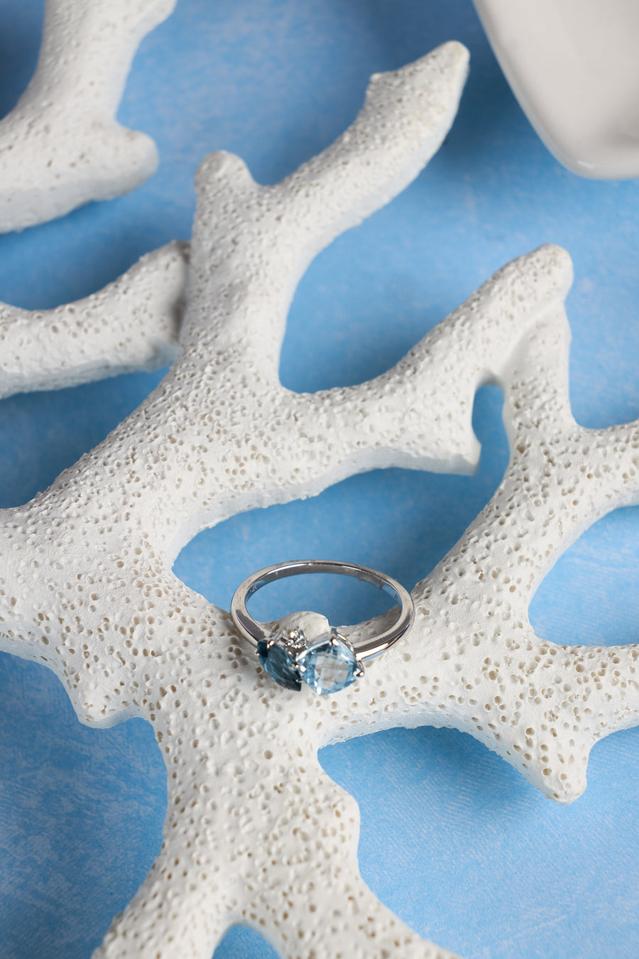 14 Karat White Gold Swiss and London Blue Topaz Ring