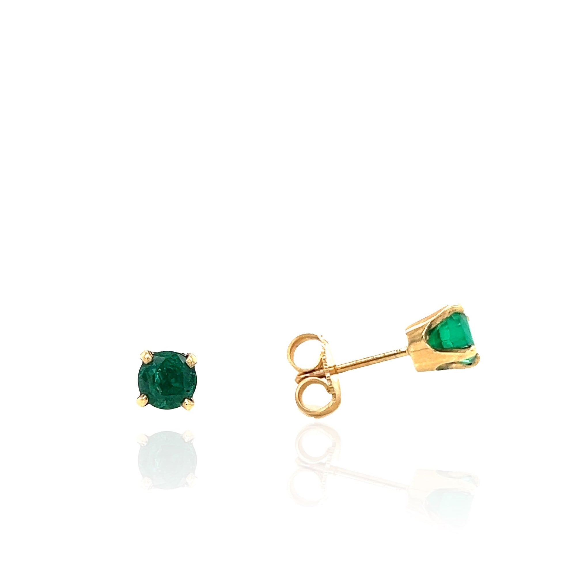 14 Karat Yellow Gold Emerald Earrings