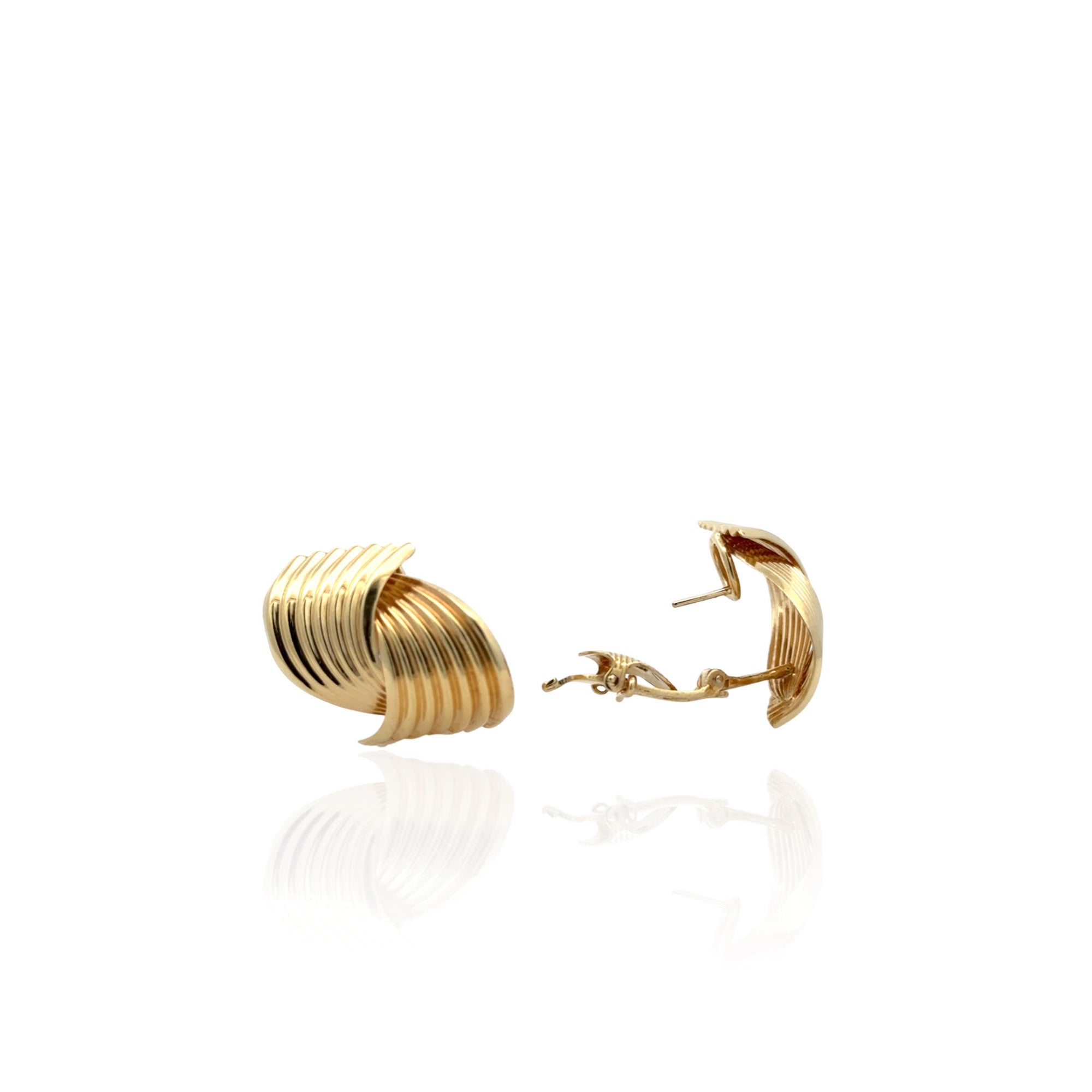 Estate Spiral Die-Struck Earrings in 14K Yellow Gold