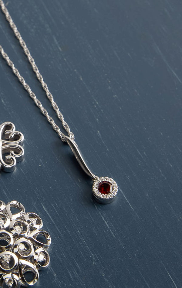 14 Karat White Gold Ruby and Diamond Necklace