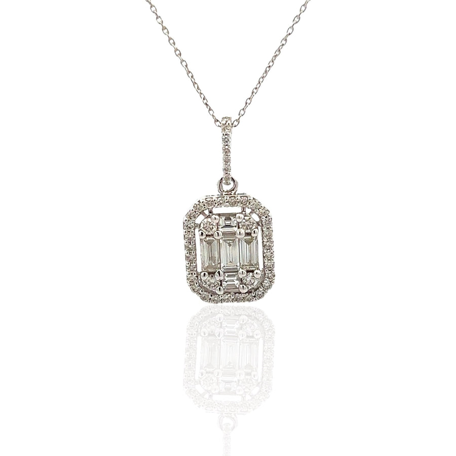 14 Karat White Gold Diamond Halo Pendant