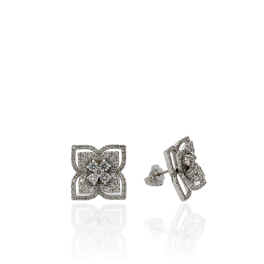 Floral Diamond Earrings in 14K White Gold, 2.28ctw