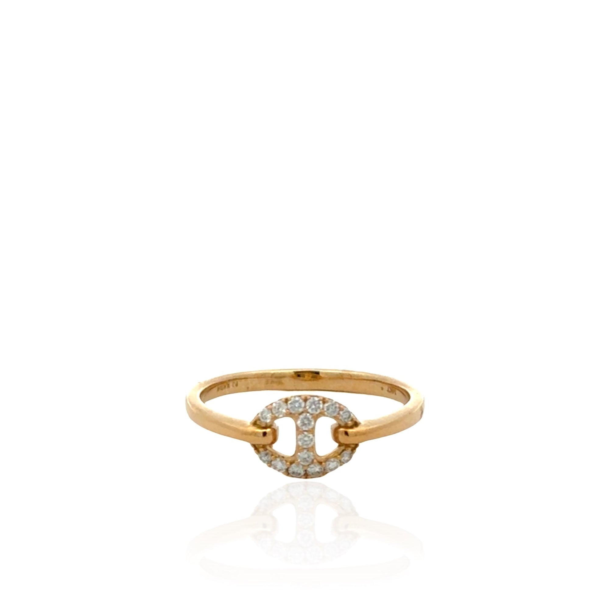 Diamond Mariner Link Ring in 14K Yellow Gold